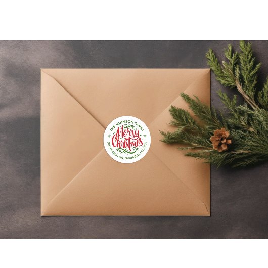 Weihnachts-Rücksendeadresse Classic Round Sticker