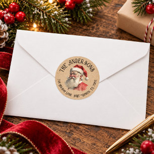 Weihnachts-Rücksendeadresse im Vintage-Stil mit We Runder Aufkleber
