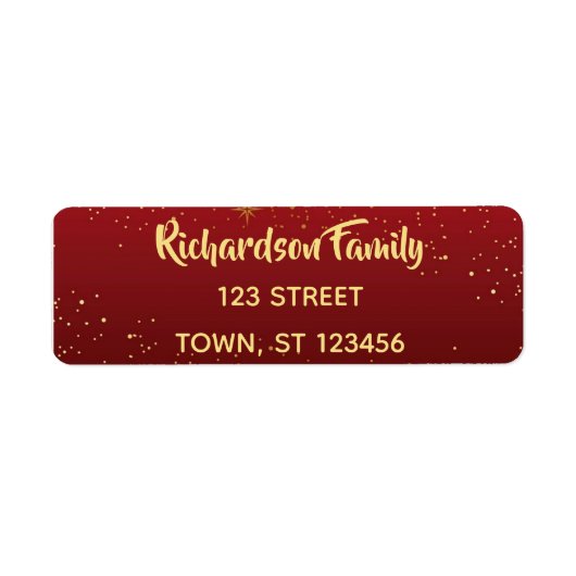 Weihnachts-Rücksendeadresse in Rot und Gold (Vorne)