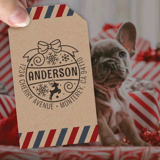 Weihnachts-Rücksendeadresse Reindeer Snowflake Permastempel