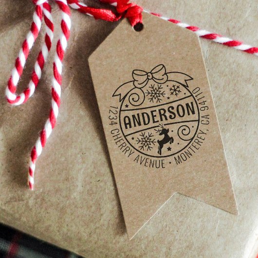 Weihnachts-Rücksendeadresse Reindeer Snowflake Permastempel