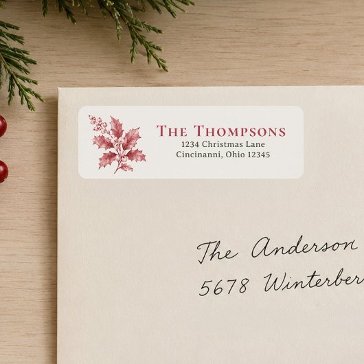 Weihnachts-Rücksendeadresse Roter Grünpflanzen
