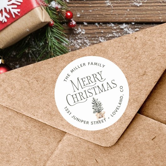 Weihnachts-Rücksendeadresse Runder Aufkleber