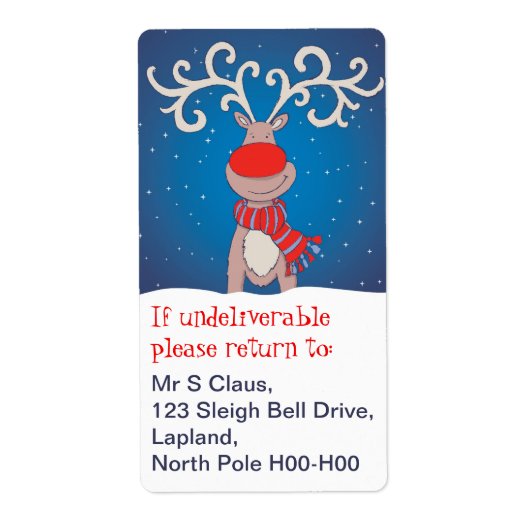 Weihnachts-Rücksendeadressen-Aufkleber blau (Vorne)