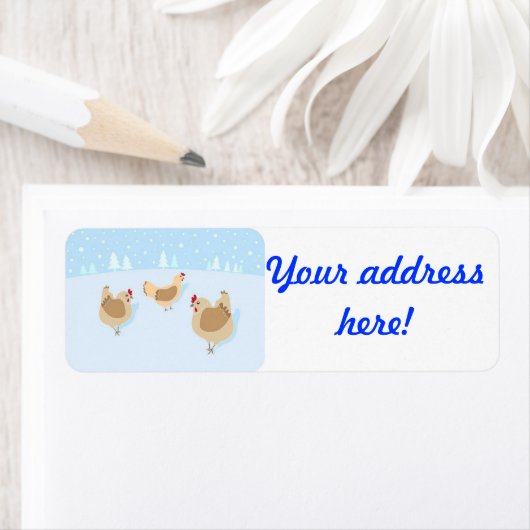 Weihnachts-Rücksendetikett mit Hühnern! (Insitu)