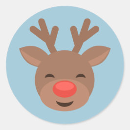 Weihnachts-Rudolf auf Light Blue Runder Aufkleber