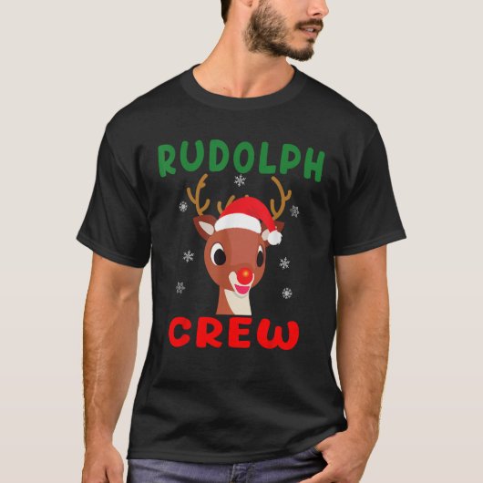 Weihnachts Rudolph Crew Familie Matching Pajamas X T-Shirt (Vorderseite)
