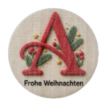 Weihnachts-Rund-Schneidebrett, Strickdesign "A"