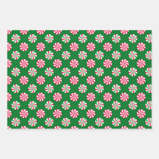 Weihnachts-Runde Peppermint Candy Green Geschenkpapier Set (Vorderseite 2)