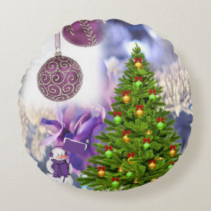 Weihnachts-Rundkissen, Schneemann Rundes Kissen