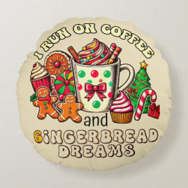 Weihnachts-Rundkissenrennen auf Kaffee und Ingwer Rundes Kissen