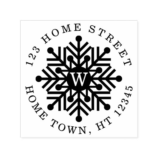 Weihnachts-Rundmonogramm-Schneeflocken-Rücksendead Permastempel (Design)