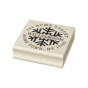 Weihnachts-Rundstempel mit Schneeflocke und Rückse Gummistempel