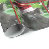 Weihnachts Russisch Blauer Langhaarkatze Geschenkpapier (Rolleneckpunkt)