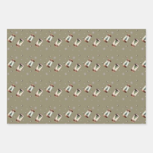 Weihnachts-Rustikal Geschenkpapier Set (Vorderseite)