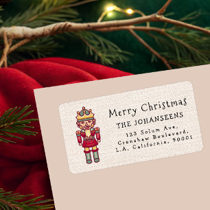 Weihnachts-Rustikal-Nussknacker-Jute-Rücksendeadre Adressaufkleber