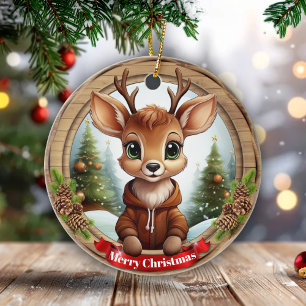 Weihnachts-Rustikal-Vibe Persönliches Namensgesche Keramik Ornament
