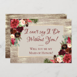 Weihnachts Rustikales Boho Burgundy Gold Brautpart Einladung