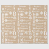 Weihnachts Rustikales Handwerk Wiederholung Name P Geschenkpapier (Flach)