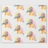 Weihnachts-Safari-Tier-Löwe mit Santa Cap Geschenkpapier (Flach)