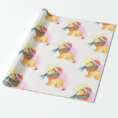 Weihnachts-Safari-Tier-Löwe mit Santa Cap Geschenkpapier (Ungerollt)