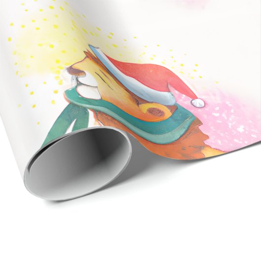 Weihnachts-Safari-Tier-Löwe mit Santa Cap Geschenkpapier (Rolleneckpunkt)