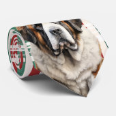 Weihnachts Saint Bernard Hund Kariert Weihnachten Krawatte (Gerollt)