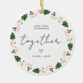 Weihnachts-Sake Weihnachtskuchen-Geschenk Keramik Ornament (Vorne)