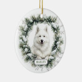 Weihnachts Samoyed Hund Keramik Circle Ornament (Rechts)