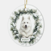 Weihnachts Samoyed Hund Keramik Circle Ornament (Links)