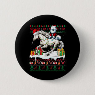 Weihnachts-Samoyed Reiten Weihnachts-Sweater Lover Button