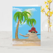 Weihnachts Sandman mit Palmen Karte (Gelbe Blume)