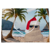 Weihnachts-Sandmann am Strand Große Geschenktüte (Vorderseite)