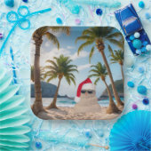 Weihnachts-Sandmann am Strand Pappteller (Party)