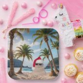 Weihnachts-Sandmann am Strand Pappteller (Party)