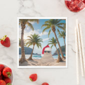 Weihnachts-Sandmann am Strand Serviette (Beispiel)