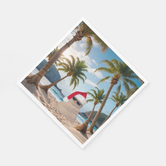 Weihnachts-Sandmann am Strand Serviette (Ecke)