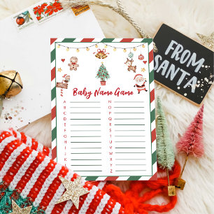 Weihnachts-Santa-Baby-Name-Baby-Party-Spielkarte Einladung