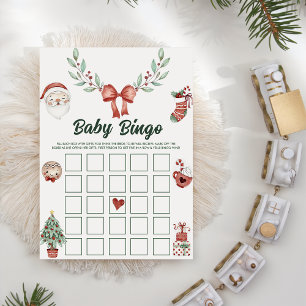 Weihnachts-Santa-Baby-Shower-Baby-Bingo-Spiele-Kar Einladung