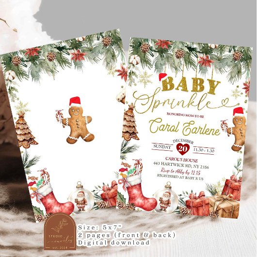Weihnachts-Santa Baby Sprinkle Baby-Dusche Einladung