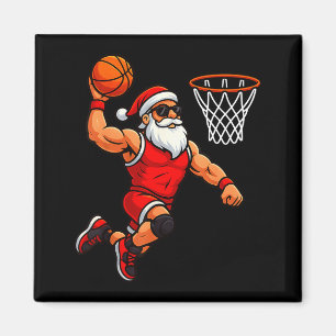 Weihnachts-Santa-Basketballspieler, der einen Bask Magnet