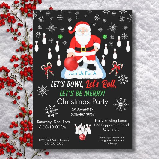 Weihnachts-Santa-Bowling-Party Einladung
