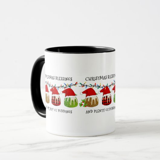 Weihnachts-Santa Buffalo-Glitzer Pudding Tasse (Vorderseite Links)