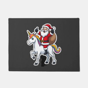 Weihnachts-Santa-Claus-Reit-Einhorn - Xmas Mädchen Fußmatte