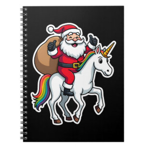 Weihnachts-Santa-Claus-Reit-Einhorn - Xmas Mädchen Notizblock