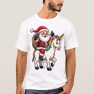 Weihnachts-Santa-Claus-Reit-Einhorn - Xmas Mädchen T-Shirt