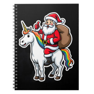 Weihnachts-Santa-Claus-Reitendes-Einhorn - Xmas Mä Notizblock