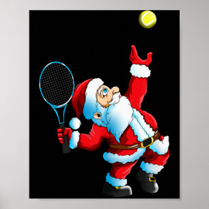 Weihnachts-Santa-Claus-Tennispiel-Tennis-Schläger Poster