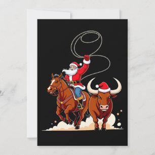 Weihnachts-Santa-Cowboy-Lasso-Stier-Reiten-Rodeo Einladung
