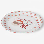 Weihnachts-Santa Erste Geburtstags-Papierplatte Pappteller (Schrägansicht)